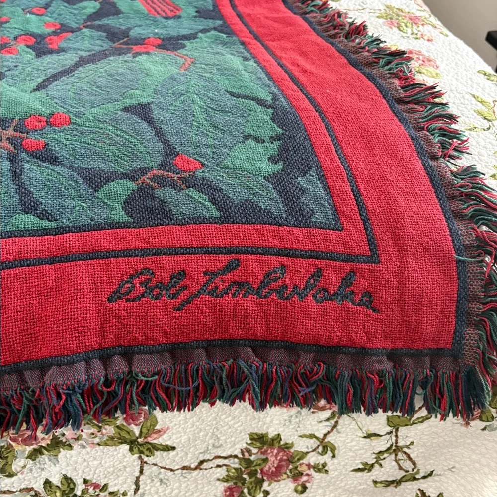 Vintage Bob Timberlake Cotton Red Cardinal Birds Throw Blanket